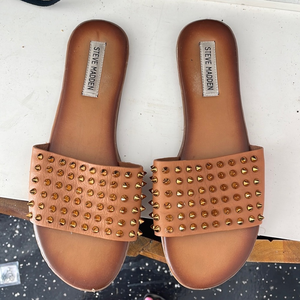 Steve Madden studded slides